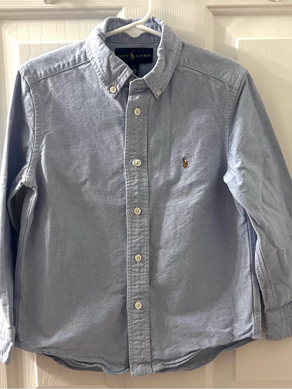 Ralph Lauren Boys Blue Cotton Chambray Button Up Shirt Sz 5